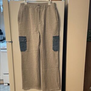 SER.O.YA L Gray Cargo Pants with Blue Jean Pockets